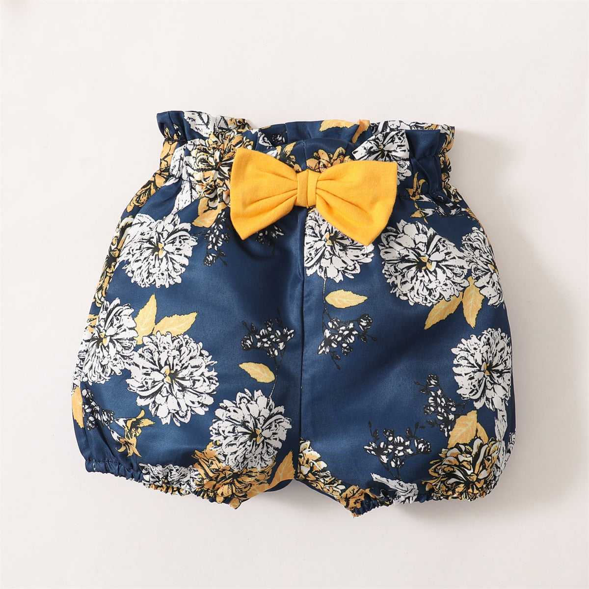 Baby Girl 3-Piece Summer Set – Ruffle Bodysuit, Floral Shorts & Headband (0–18 Months)
