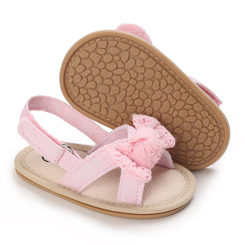 Baby Shoes Summer New 0-1 Year Old Rubber Sole Bow Sandals Toddler Shoes Baby Shoes