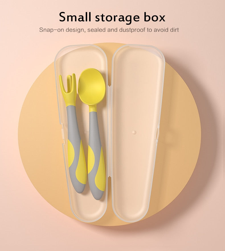 Baby Training Spoon & Fork Set | Soft Silicone, Bendable, BPA-Free