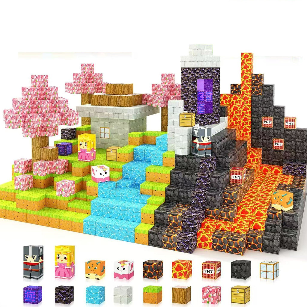 Minecraft-inspired Magnetic Building Blocks - Educational DIY Puzzle Toy for Kids