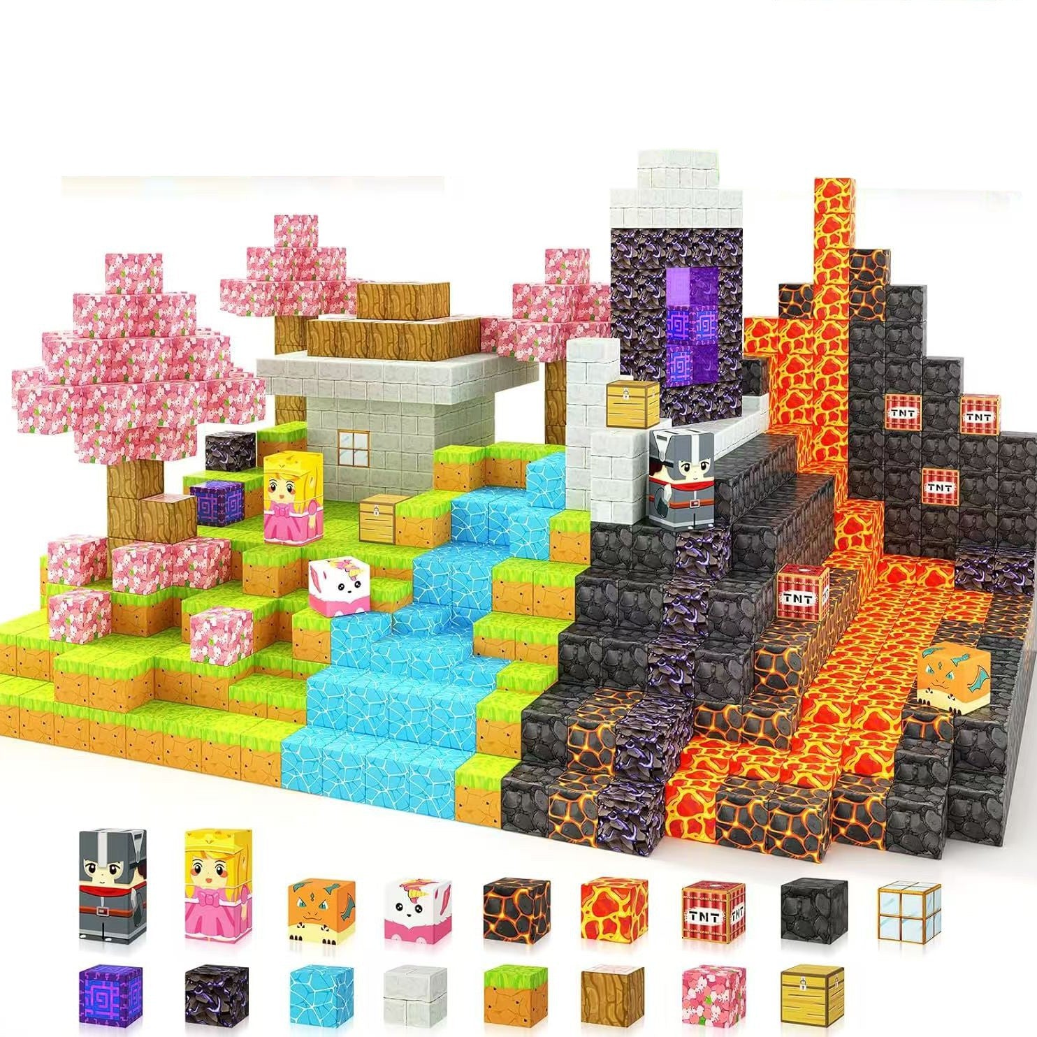 Minecraft-inspired Magnetic Building Blocks - Educational DIY Puzzle Toy for Kids
