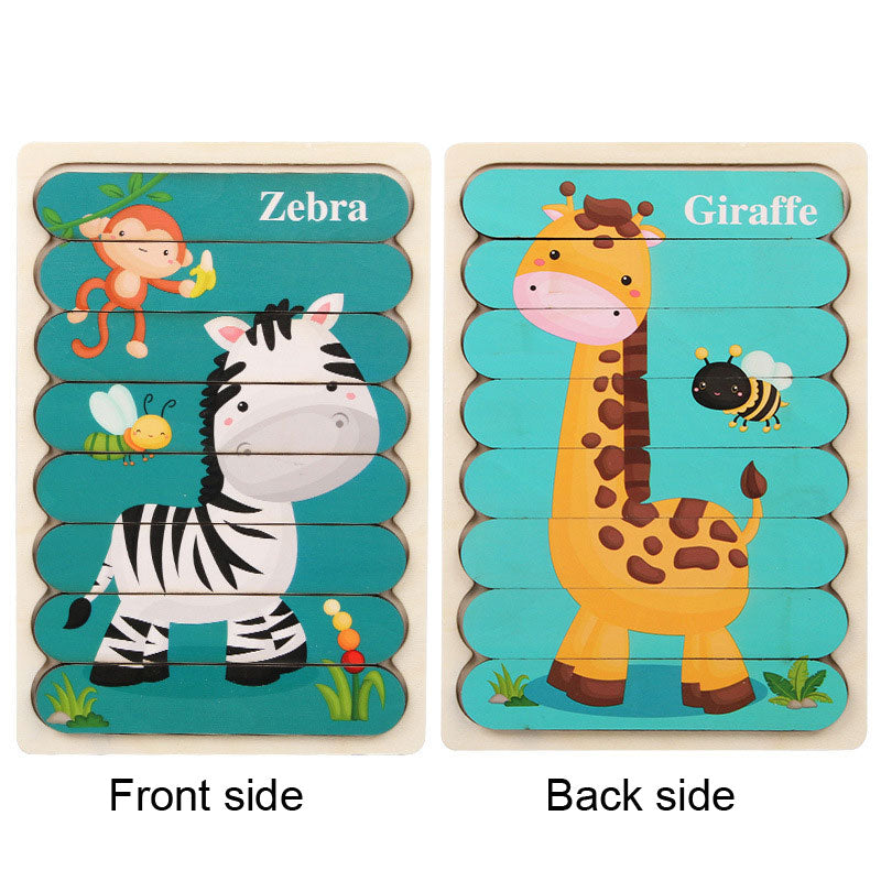 Wooden Animal Puzzle Board - Educational Strip Puzzle for Early Learning