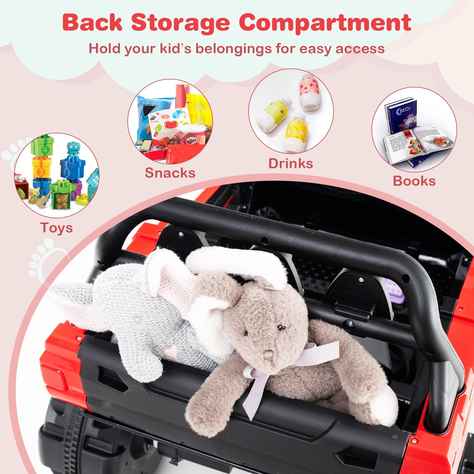 12V Battery Powered Kids Electric Ride-On Car with Remote Control - Red