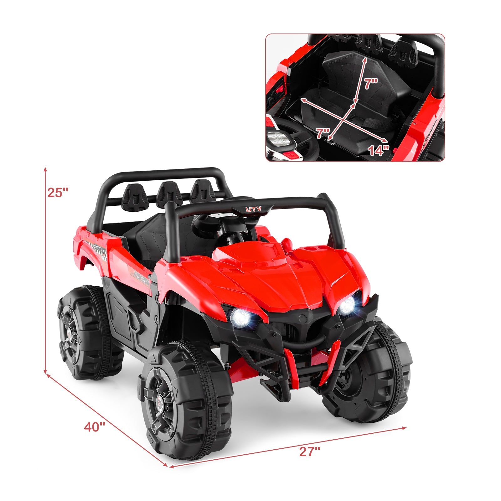 12V Battery Powered Kids Electric Ride-On Car with Remote Control - Red