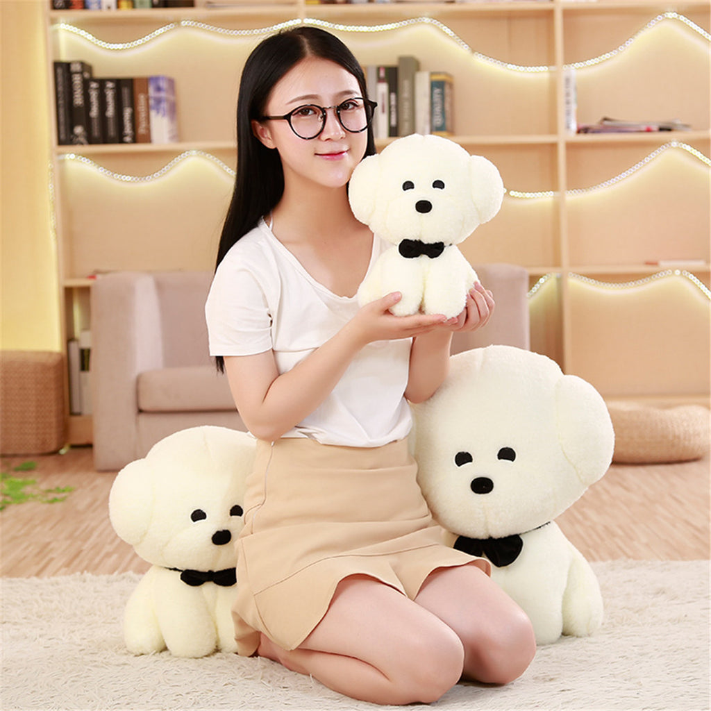 Cute Bow Tie Dog Plush Toy - Soft Stuffed Animal