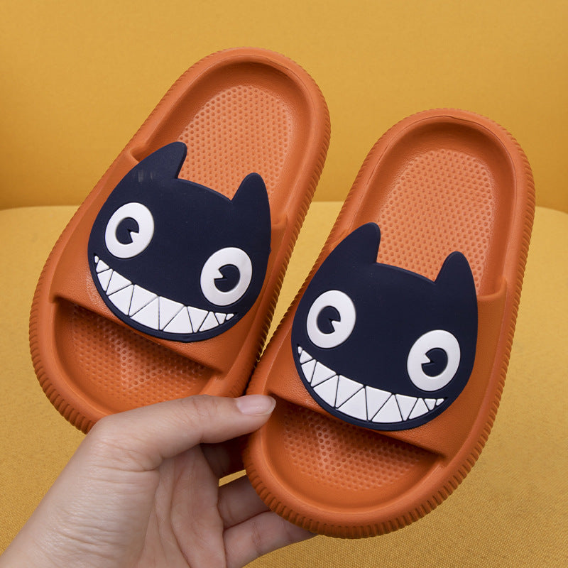 Big-Eyed Black Cat Cartoon Sandals One-Piece Soft Bottom Soft Face Parent-Child Amazon Baby Children's Slippers