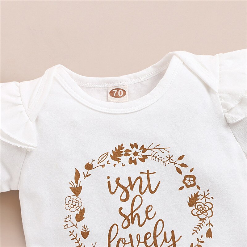 Baby Girl 3-Piece Summer Outfit – Letter Print Romper, Dot Pants & Headband (3–18 Months)