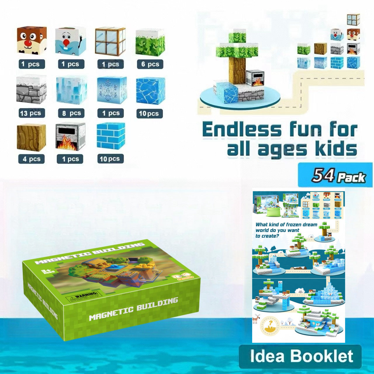 Minecraft-inspired Magnetic Building Blocks - Educational DIY Puzzle Toy for Kids