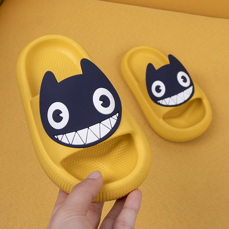 Big-Eyed Black Cat Cartoon Sandals One-Piece Soft Bottom Soft Face Parent-Child Amazon Baby Children's Slippers