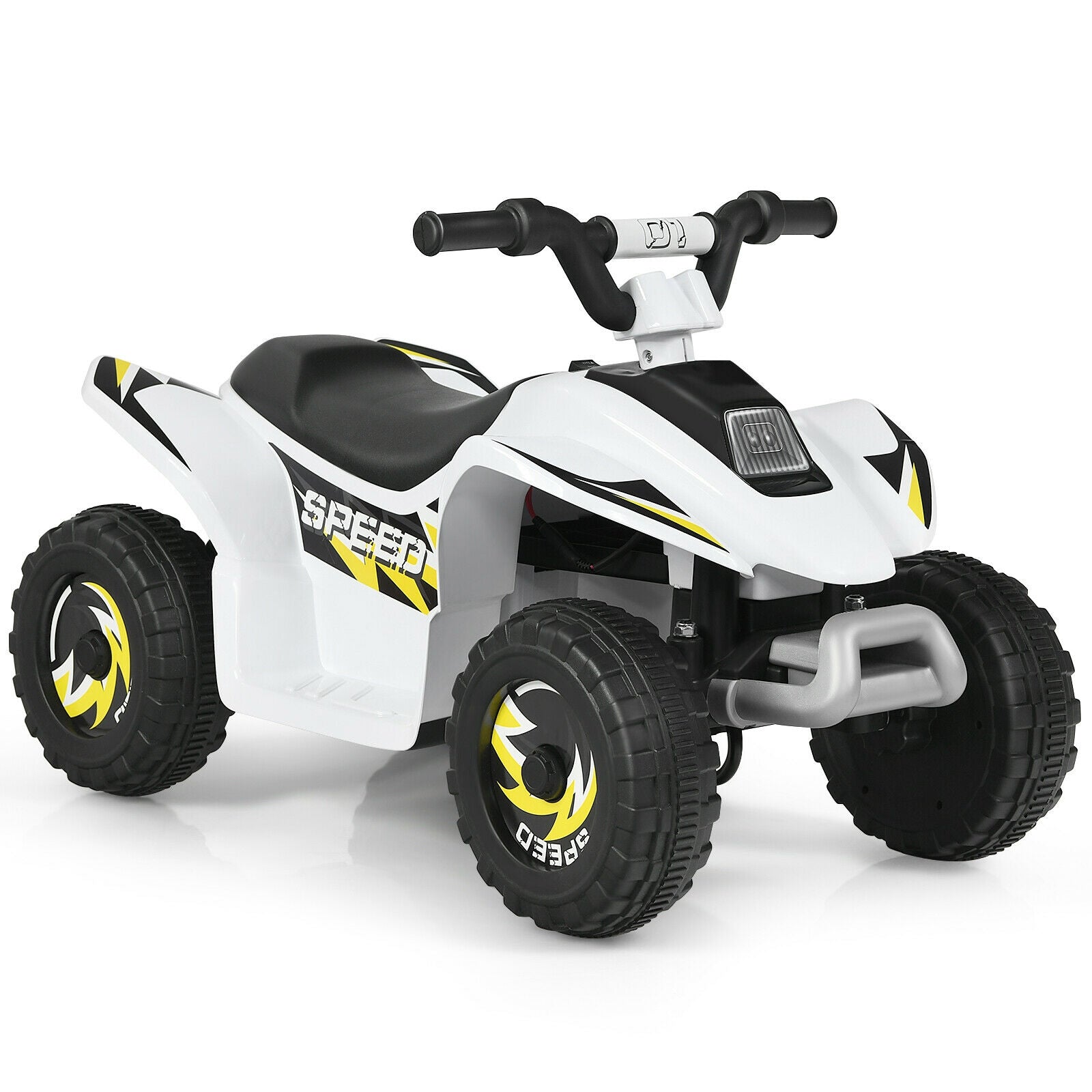6V Kids Electric ATV Ride-On Toy - 4 Wheel White Battery Powered Quad
