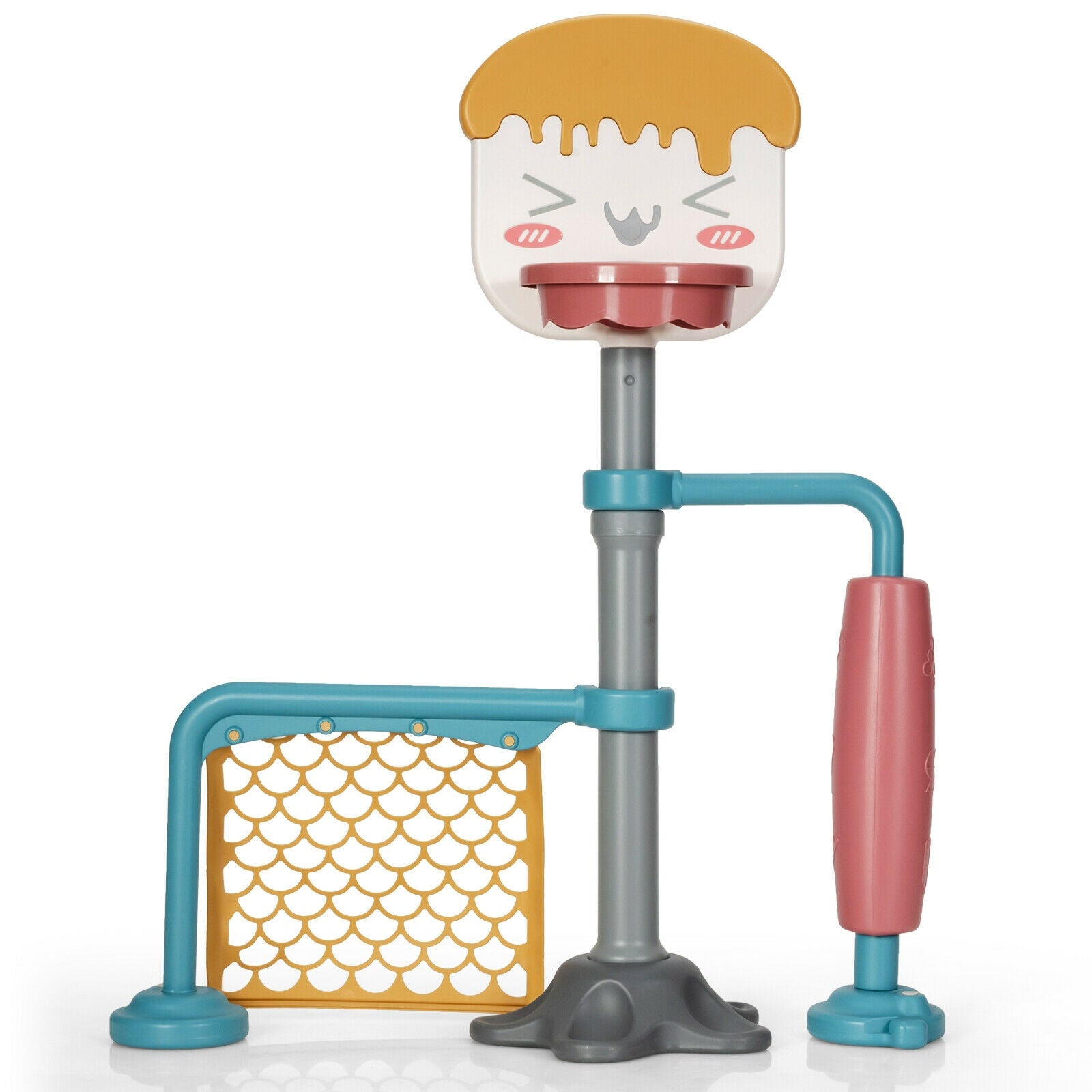 3-in-1 Kids Basketball Hoop Set - Adjustable Height Sports Station with Soccer & Roller