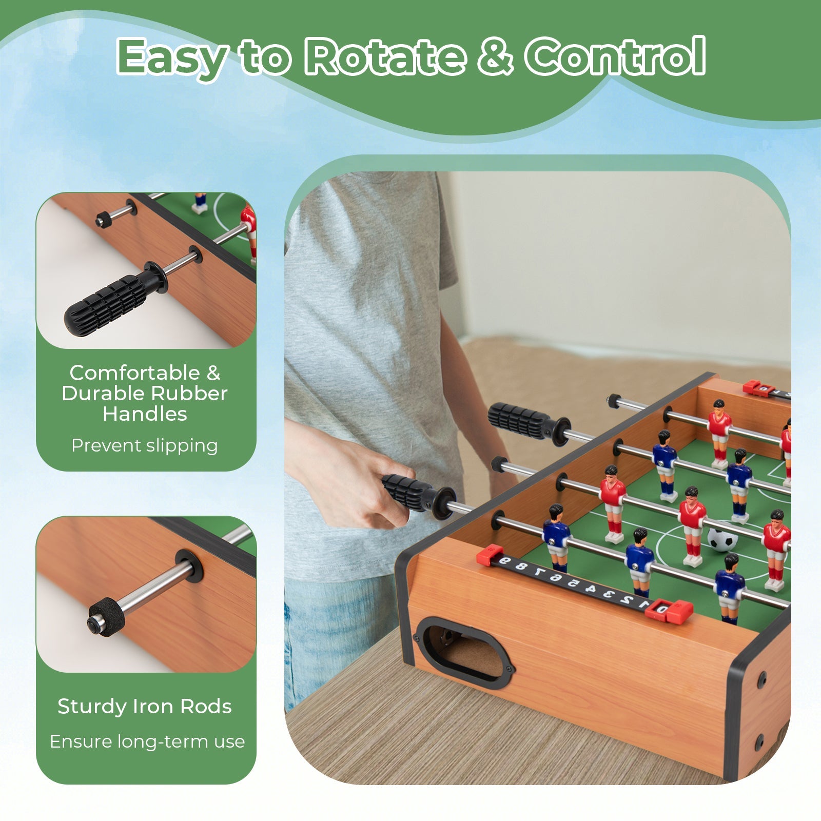 20-Inch Tabletop Foosball Table - Indoor Competition Soccer Game for Kids & Adults
