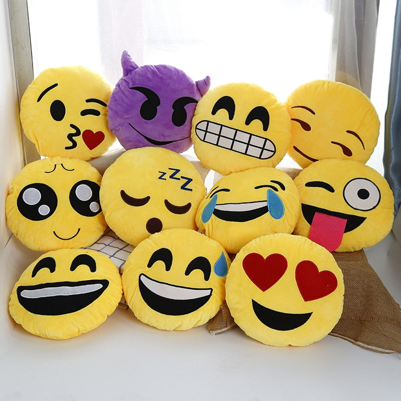 Emoji Pillow 30cm - Round Decorative Cushion for Sofa, Car Seat & Home Decor