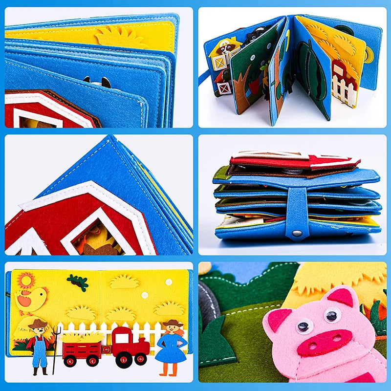 Montessori Busy Board - Farm Animal Storytelling Activity Toy for Toddlers