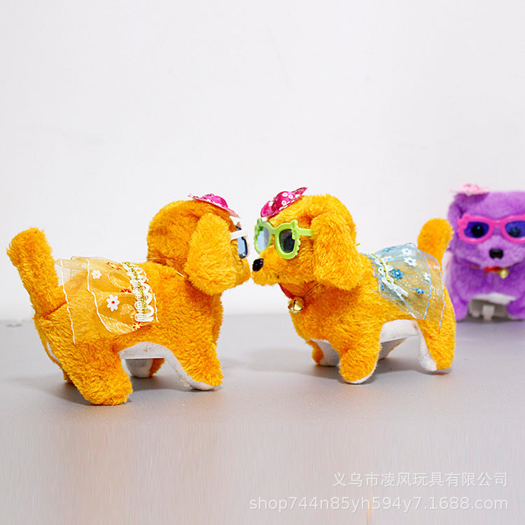 Interactive Walking Robot Dog Toy with Leash - Electronic Plush Puppy