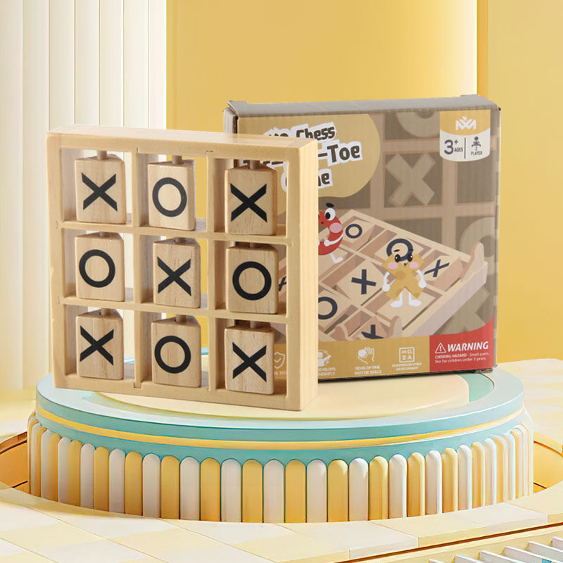 3D Wooden Tic-Tac-Toe Strategy Game - Logic & Coordination Puzzle for Kids and Family Game Night