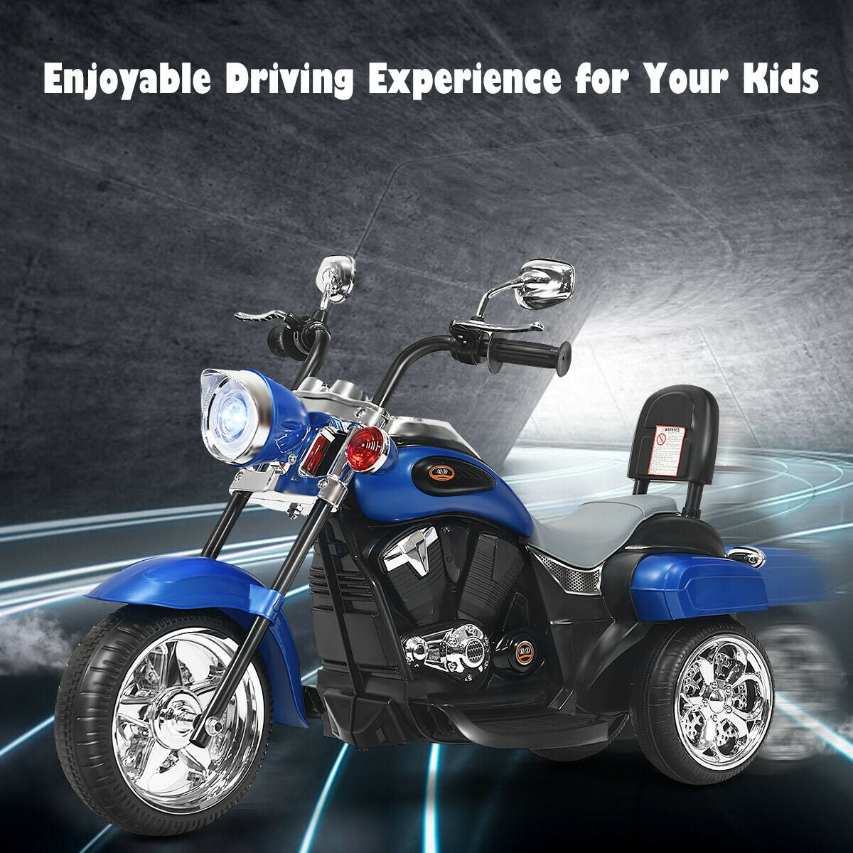 6V Electric 3-Wheel Kids Motorcycle - Blue Ride-On Toy