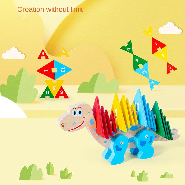 Dinosaur Building Blocks Puzzle - Educational Color Recognition Toy for Kids