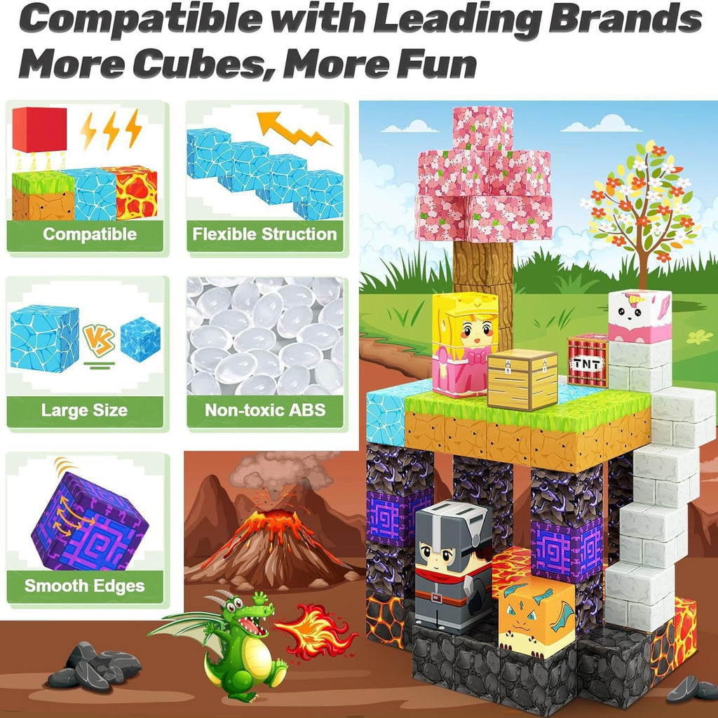 Minecraft-inspired Magnetic Building Blocks - Educational DIY Puzzle Toy for Kids