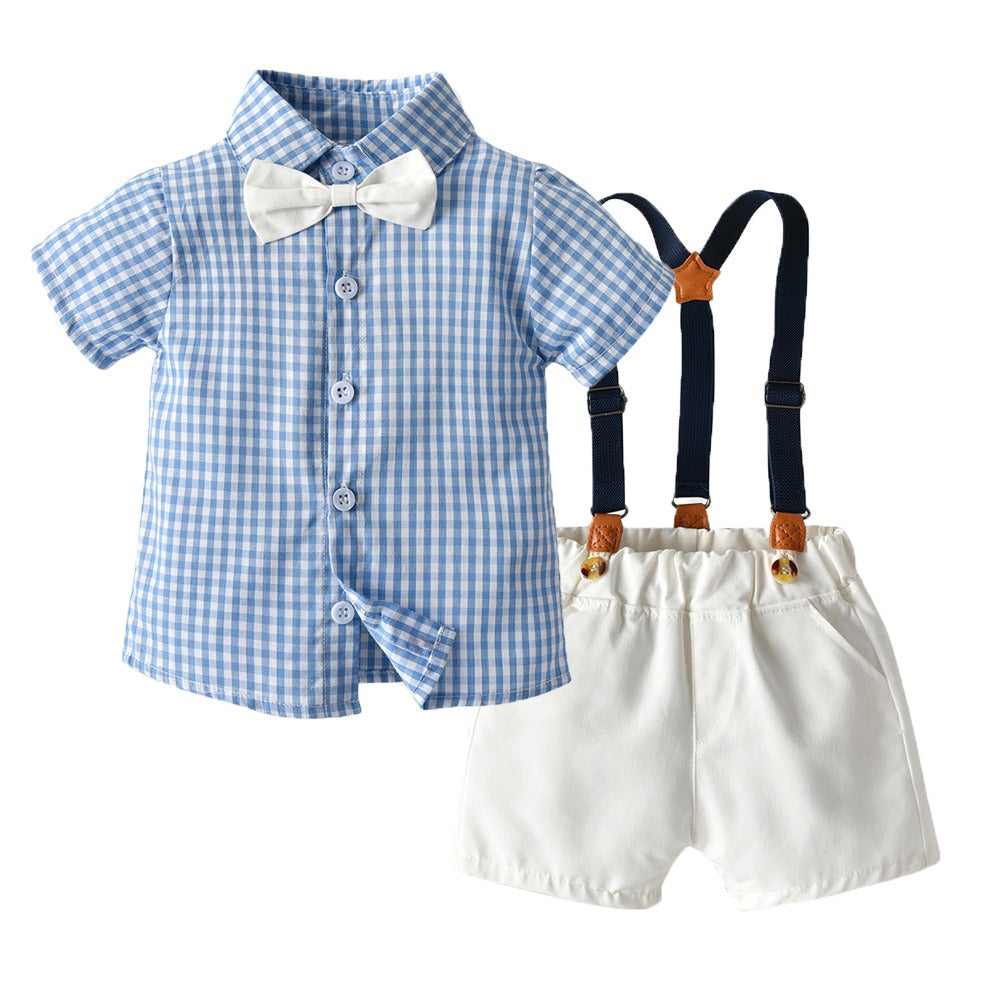 Kids' Matching Sibling Checker Suit Set – Summer Casual Wear for Boys & Girls