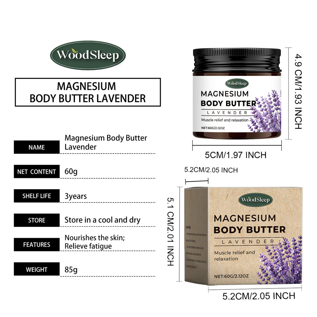 WoodSleep Lavender Magnesium Body Cream Gentle Cleansing Skin Refreshing Cream
