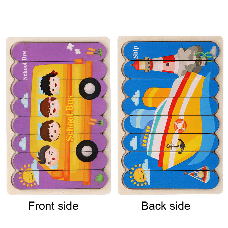 Wooden Animal Puzzle Board - Educational Strip Puzzle for Early Learning