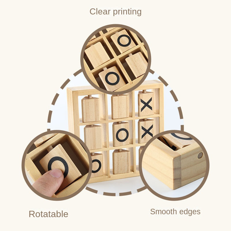 3D Wooden Tic-Tac-Toe Strategy Game - Logic & Coordination Puzzle for Kids and Family Game Night