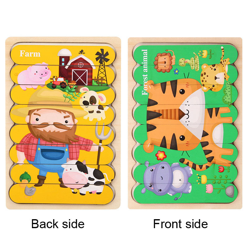 Wooden Animal Puzzle Board - Educational Strip Puzzle for Early Learning