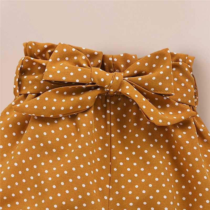 Baby Girl 3-Piece Summer Outfit – Letter Print Romper, Dot Pants & Headband (3–18 Months)