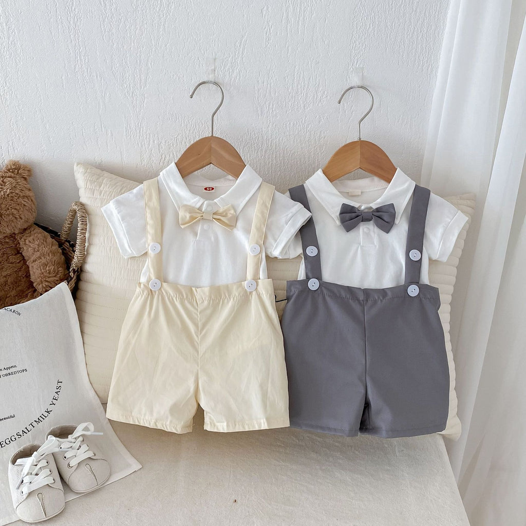 Baby Boy Suspender Shorts Set
