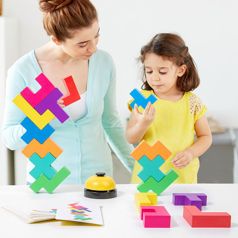 Wooden Russian Building Blocks - Educational Puzzle Toy for Early Childhood Learning