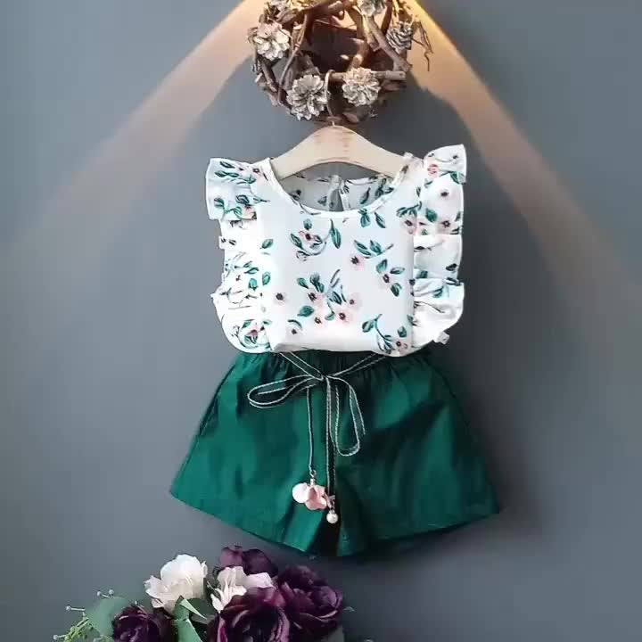 Premium Two-Piece Floral Outfit for a Little Diva- Sleeveless Top with Shorts