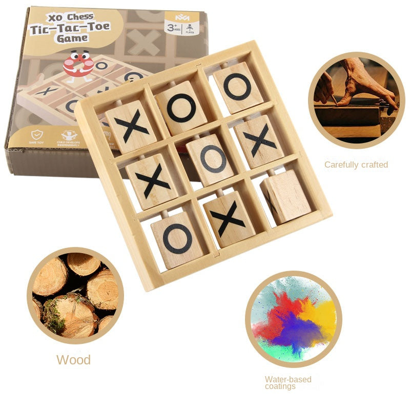 3D Wooden Tic-Tac-Toe Strategy Game - Logic & Coordination Puzzle for Kids and Family Game Night