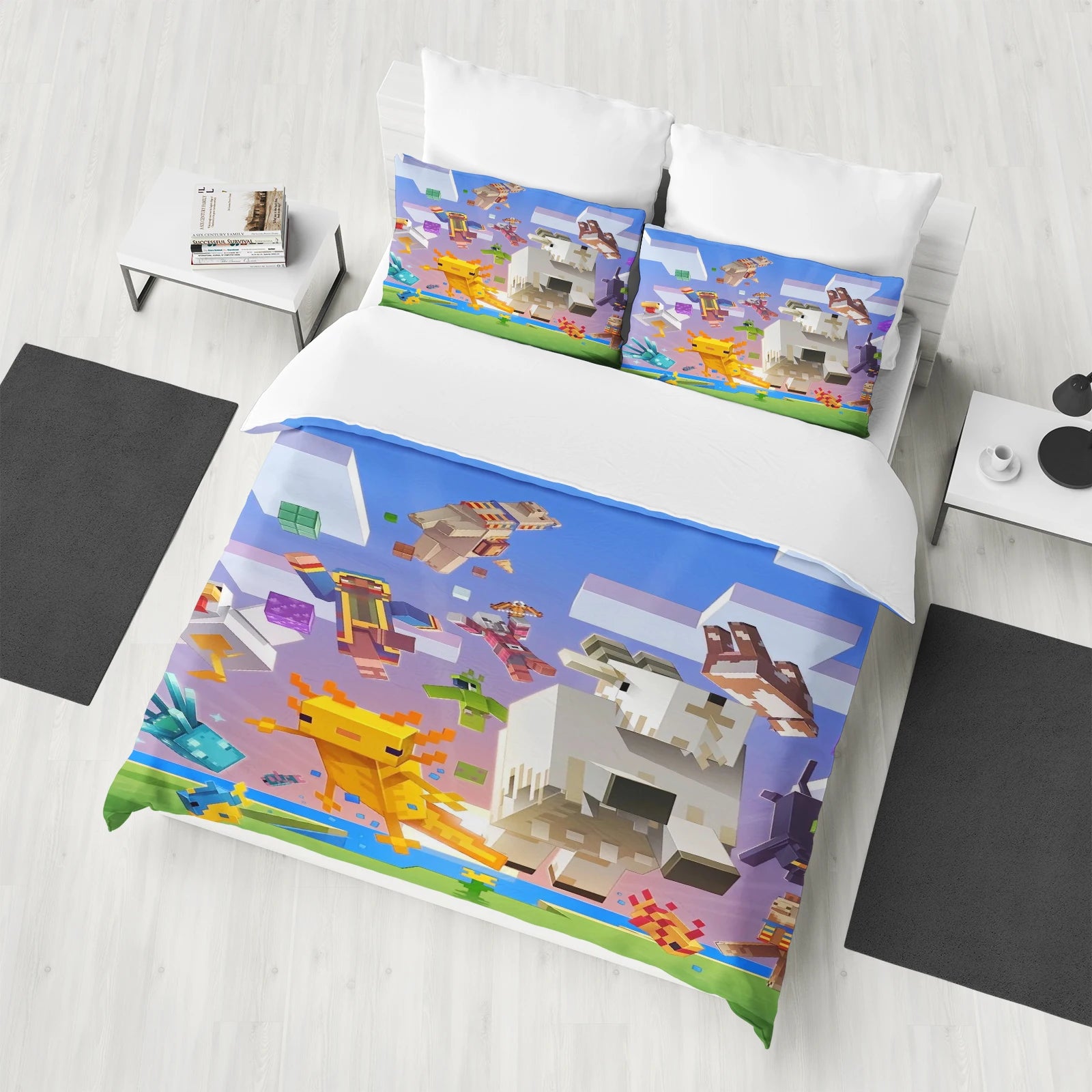 Minecraft Bedding Set - Queen Size Duvet Cover with Cartoon Print