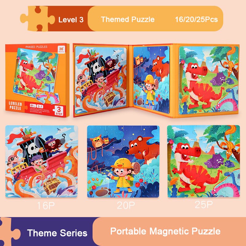 Magnetic Progressive Puzzle for Kids Ages 3-6