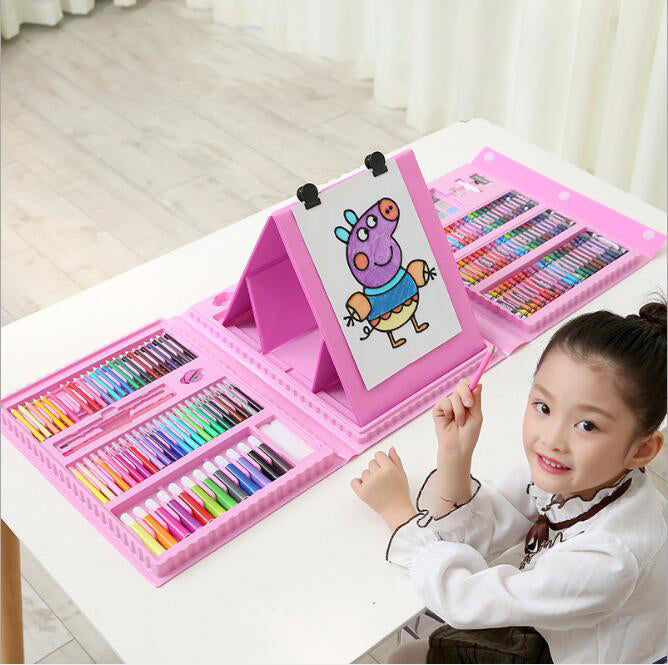 208-Piece Children's Art Set with Easel - Complete Painting & Drawing Kit
