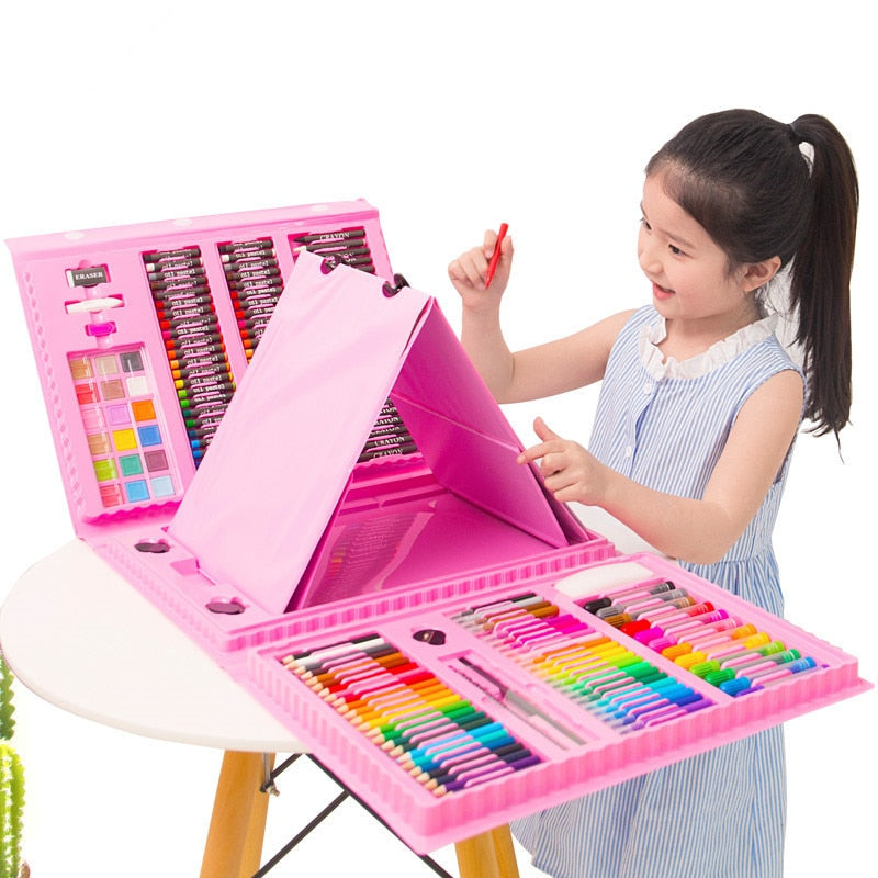 208-Piece Children's Art Set with Easel - Complete Painting & Drawing Kit