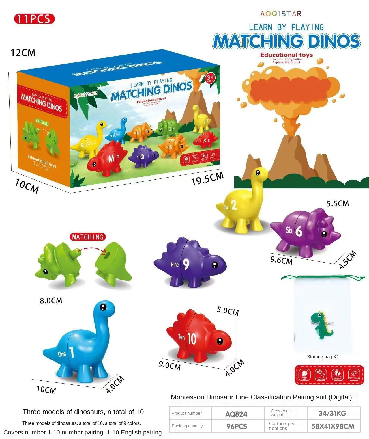 Dinosaur Alphabet Matching Puzzle - Educational Learning Toy