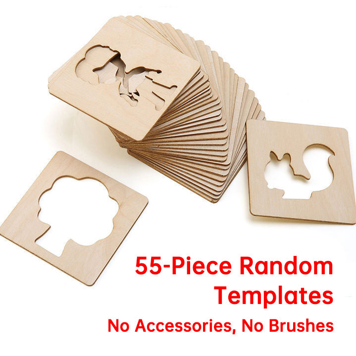 Children's Wooden Drawing Template Set - Hollow Graffiti Painting Tool Kit