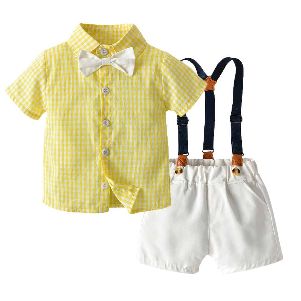 Kids' Matching Sibling Checker Suit Set – Summer Casual Wear for Boys & Girls