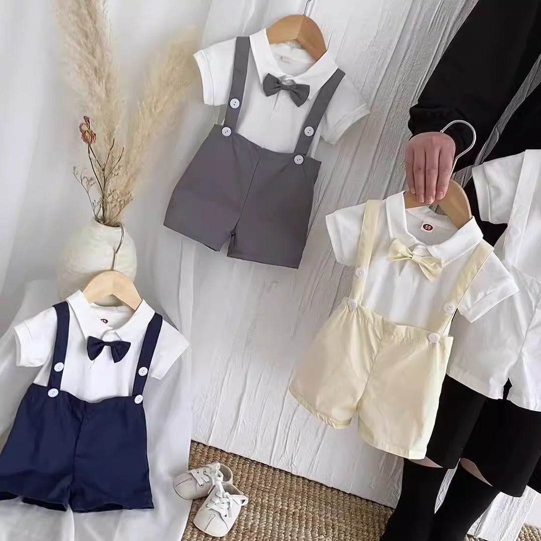 Baby Boy Suspender Shorts Set