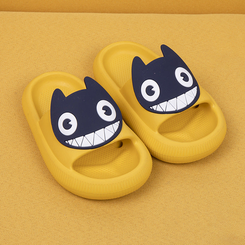 Big-Eyed Black Cat Cartoon Sandals One-Piece Soft Bottom Soft Face Parent-Child Amazon Baby Children's Slippers
