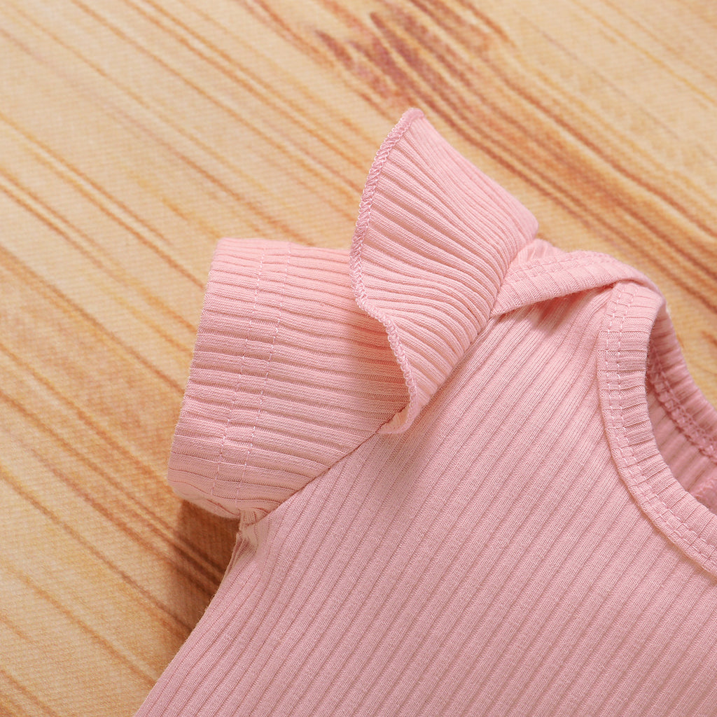 Baby Girl Pink and Stripe Outfits with Bowknot Headband & Shorts