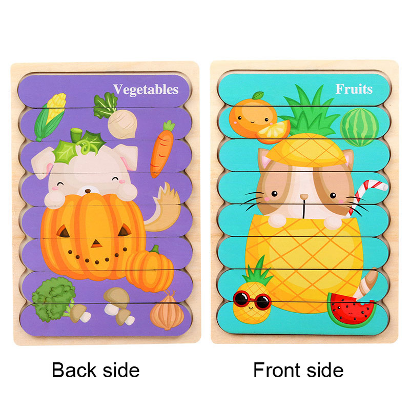 Wooden Animal Puzzle Board - Educational Strip Puzzle for Early Learning