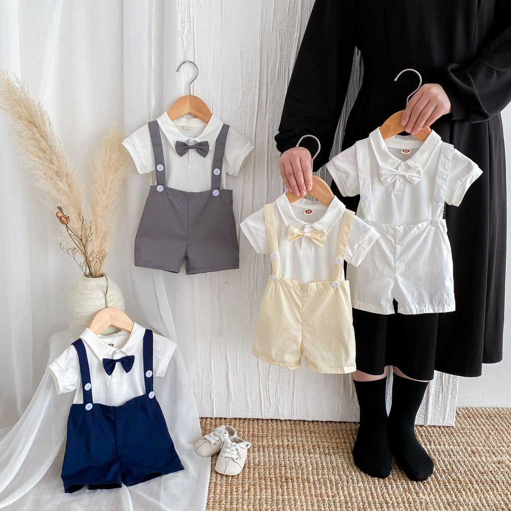 Baby Boy Suspender Shorts Set