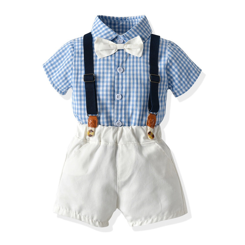 Kids' Matching Sibling Checker Suit Set – Summer Casual Wear for Boys & Girls