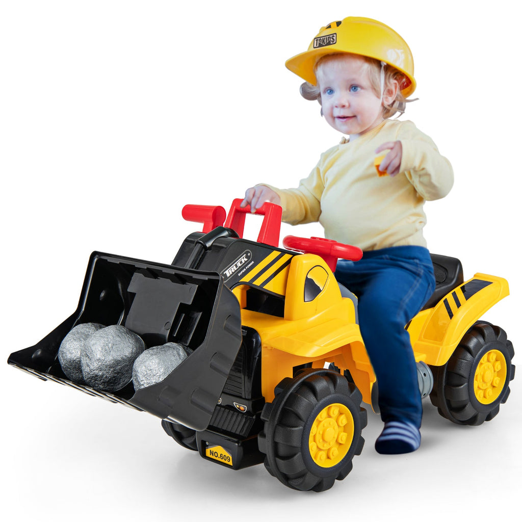 Kids Ride-On Bulldozer Toy - Adjustable Bucket Play Truck for Ages 3+