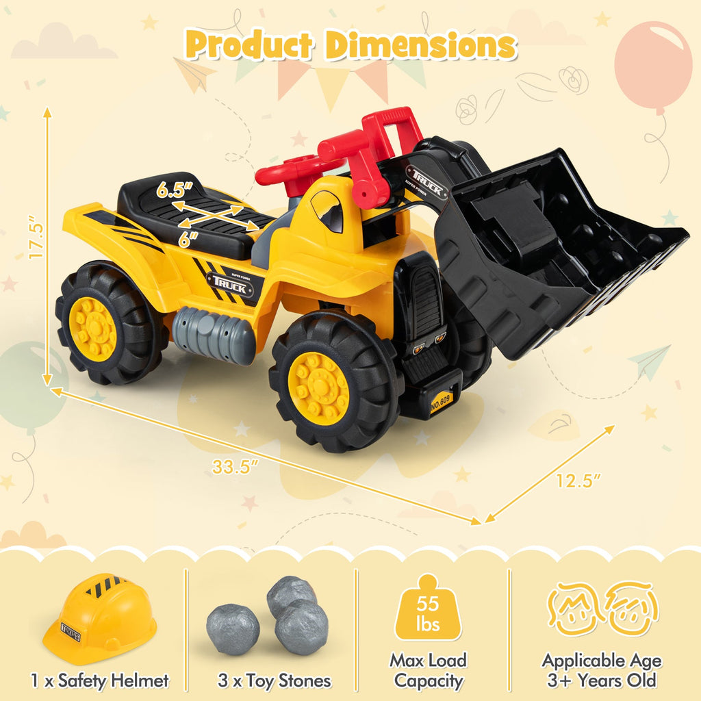 Kids Ride-On Bulldozer Toy - Adjustable Bucket Play Truck for Ages 3+