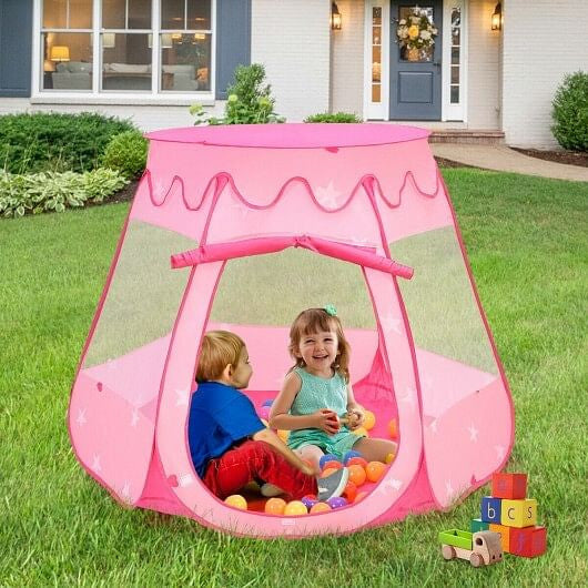 Pink Portable Kids Play Tent House with 100 Colorful Balls