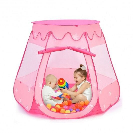 Pink Portable Kids Play Tent House with 100 Colorful Balls